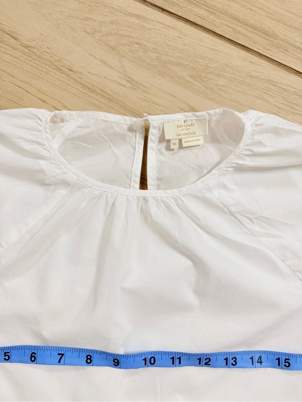 Kate Spade White Ruffle Sleeve Blouse Scalloped Top Broome Street Size XS Boho